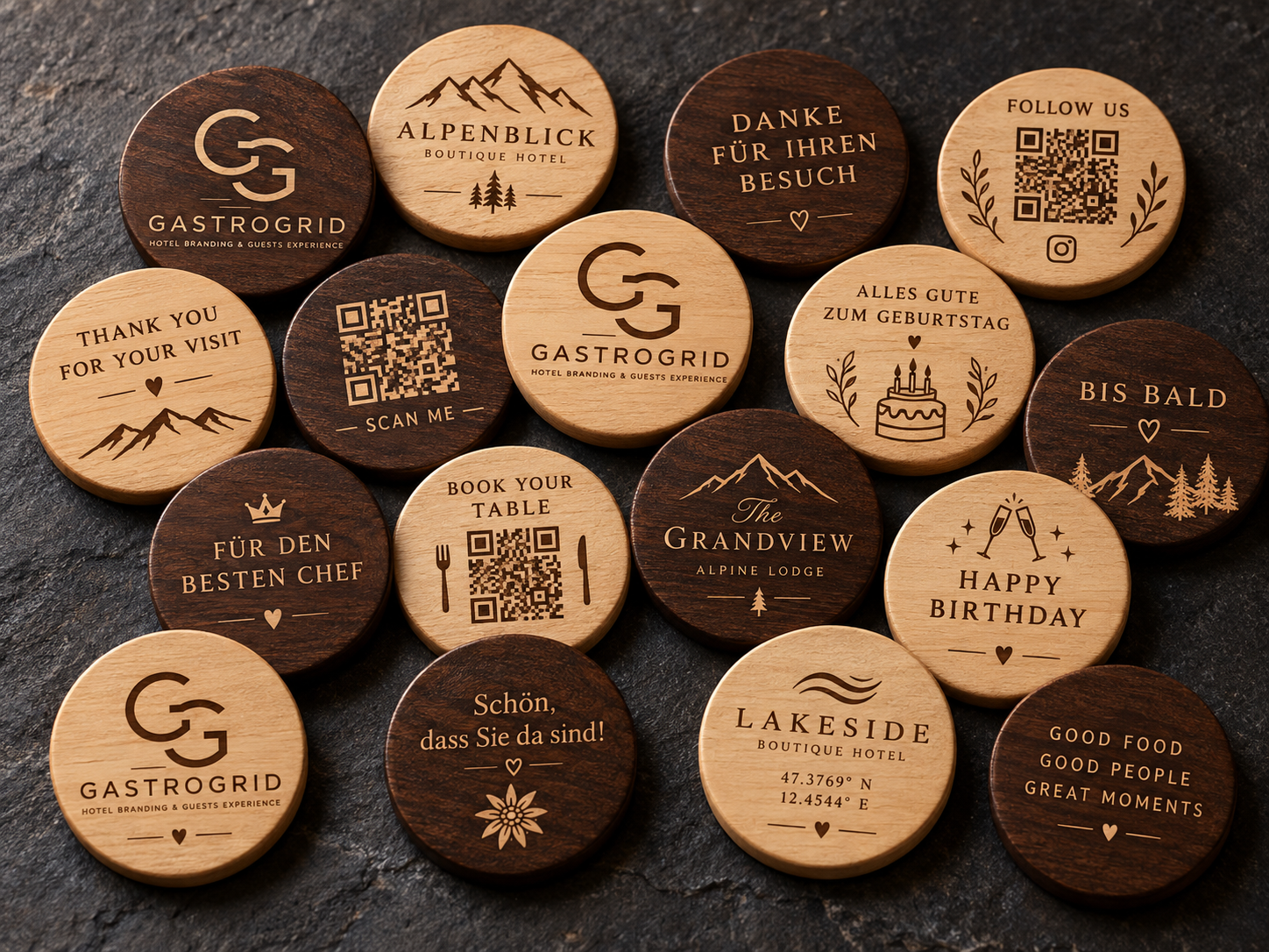 Viele individuell gestaltete GastroGrid Tokens